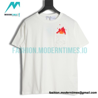 Loewe - 23SS Flame Four-leaf Clover Pocket Short-sleeved T-shirt